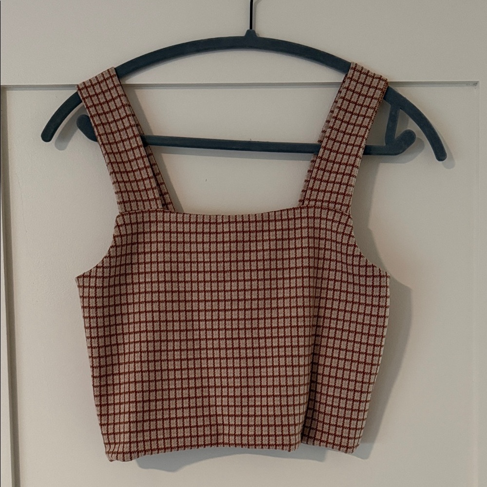 American Eagle Plaid Crop Tank